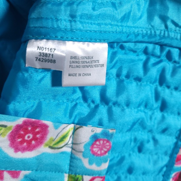 Norm Thompson Jacket Womens Large PL Button Up Floral Multicolor Silk - Picture 7 of 9